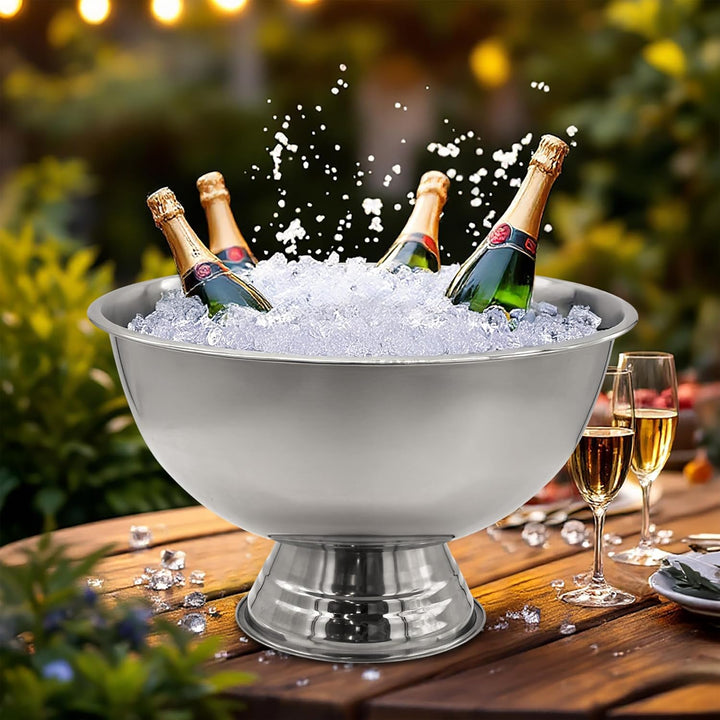 Spetebo Edelstahl Champagnerschale im edlen Design - 40 cm - Sektkühler für bis zu 6 Flaschen - Getr