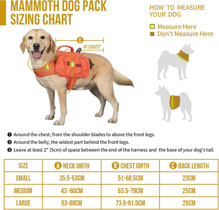 OneTigris Mammoth Hunderucksack 2.0 Version Reissen Camping Wandern Hundebackpack für M/L Grösse Hun