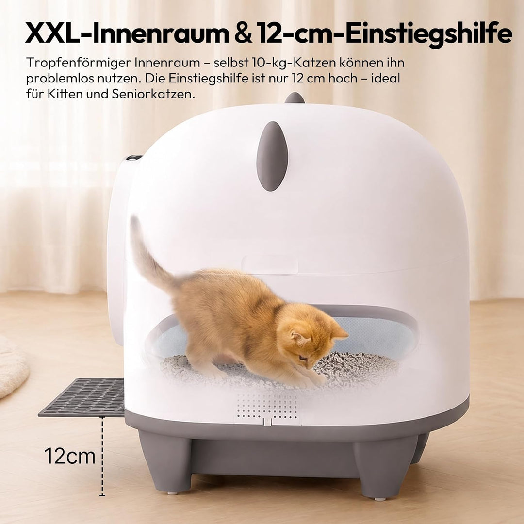 Devoko Katzenklo Selbstreinigend,Niedliche Katzenohren,Automatische Katzentoilette XXL,Fernsteuerung