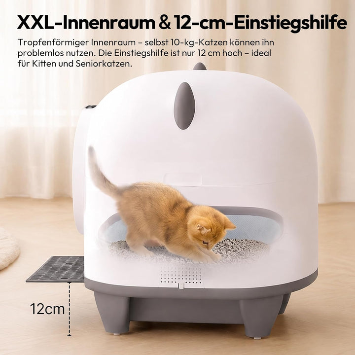Devoko Katzenklo Selbstreinigend,Niedliche Katzenohren,Automatische Katzentoilette XXL,Fernsteuerung