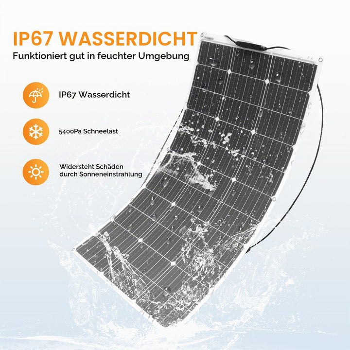 100W 12V Flexible Monokristalline Solarpmodul – Hohe Effizienz Solarpanel für Wohnmobile, Wohnwagen,
