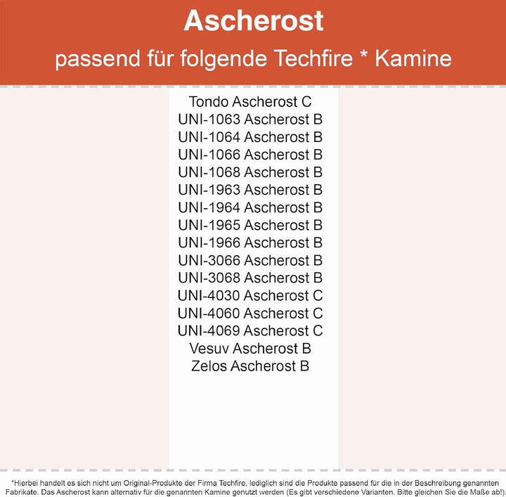 Kaminrost - Passend für Techfire Kaminöfen inkl. Modellübersicht - Ascherost Kamin aus massivem Stah