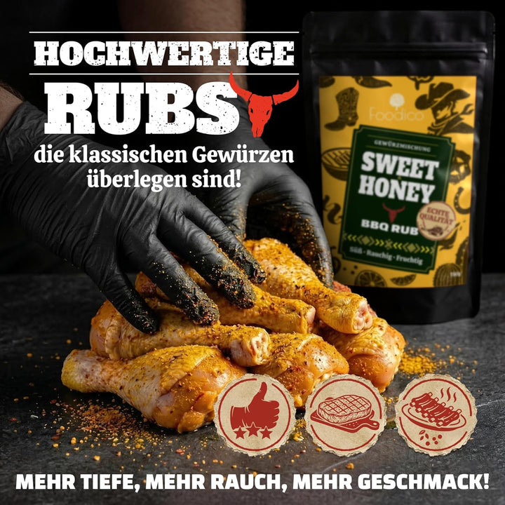 Foodico BBQ Rub Sweet & Honey 750g Grill Gewürz | Süss-Fruchtige Gewürzmischung mit Honig-Note | Exo