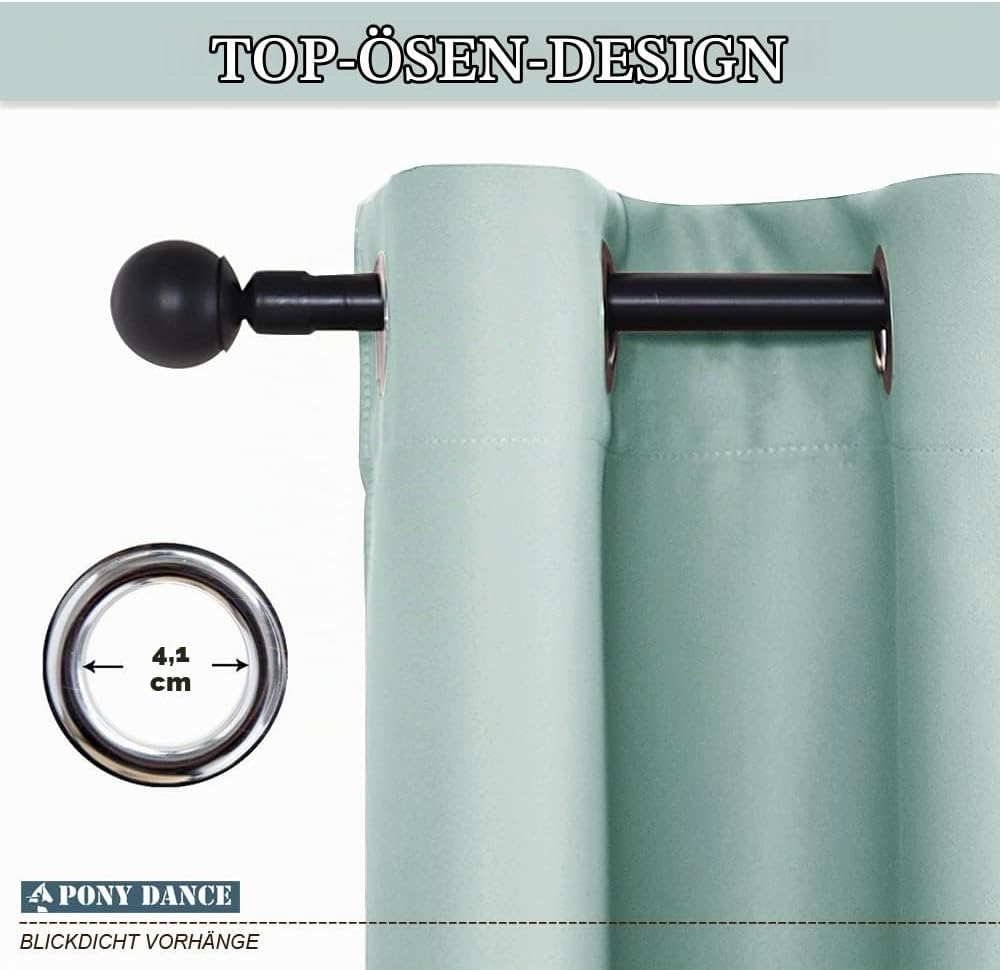 PONY DANCE Verdunklungsvorhänge Thermovorhang mit Ösen Gardienen 2-Set H 210 x B 132 cm Gardinen Woh