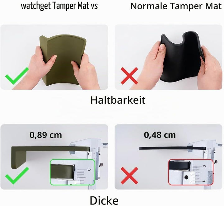 watchget Espresso-Tamping-Matte, Kaffee-Tampermatte, olivfarbenes Silikon, lebensmittelechtes Pad, 2