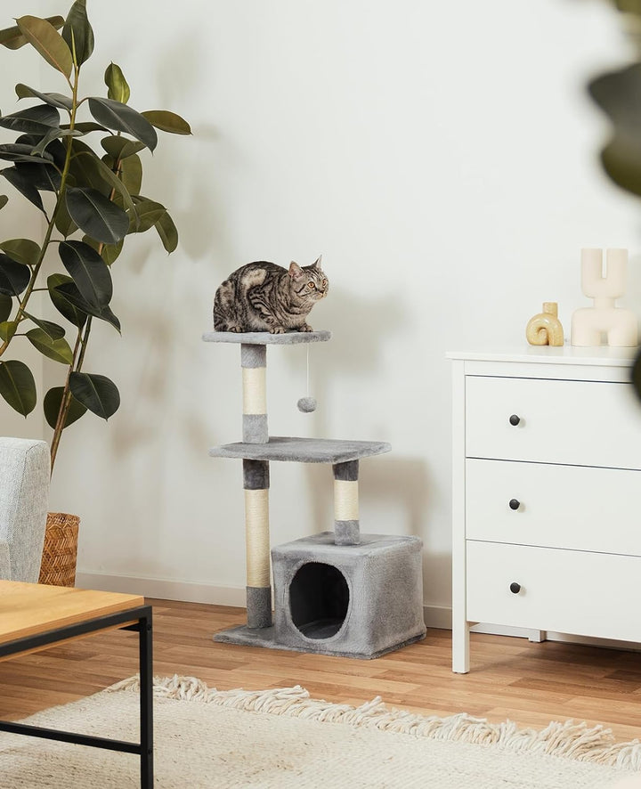 lionto Kratzbaum Kletterbaum Katzenkratzbaum Katzenbaum Höhe 85 cm, hellgrau, Hellgrau