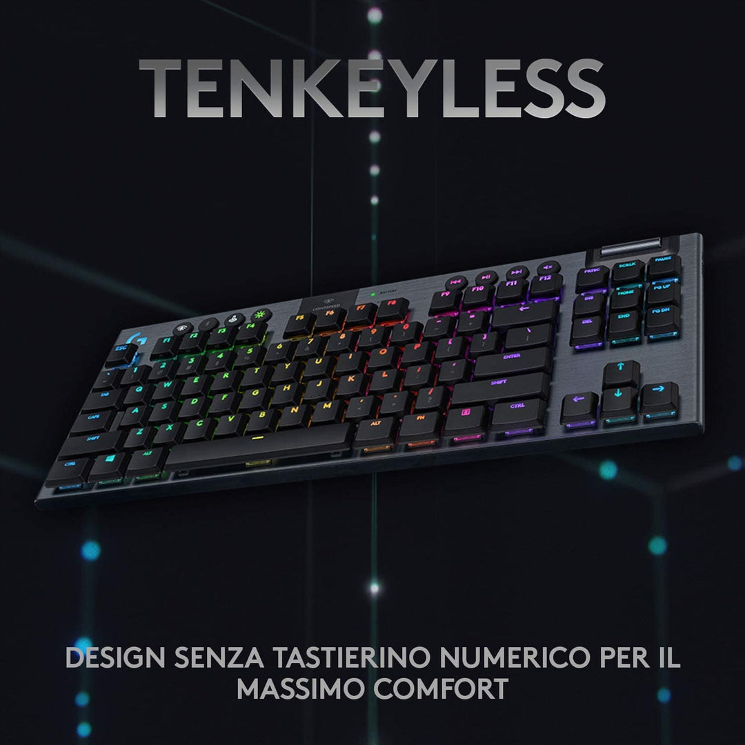 Logitech G 915 Lightspeed TKL Tenkeyless-Tastatur, kabellos, mechanisches Gaming-Profil, GL-Tactile