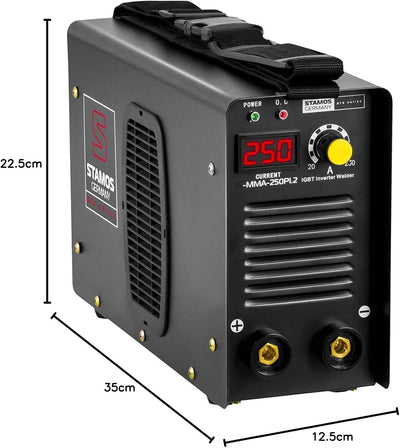 Stamos Germany Elektroden Schweissgerät Inverter S-MMA-250PI.2 E-Hand MMA - 250 A - 8 Meter Kabel -