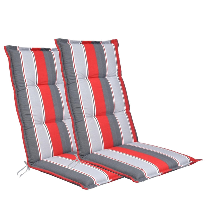 LILENO HOME Gartenstuhl Auflagen als [2er Set - Hochlehner] in Streifen Rot Grau Neu - Bequeme Liege