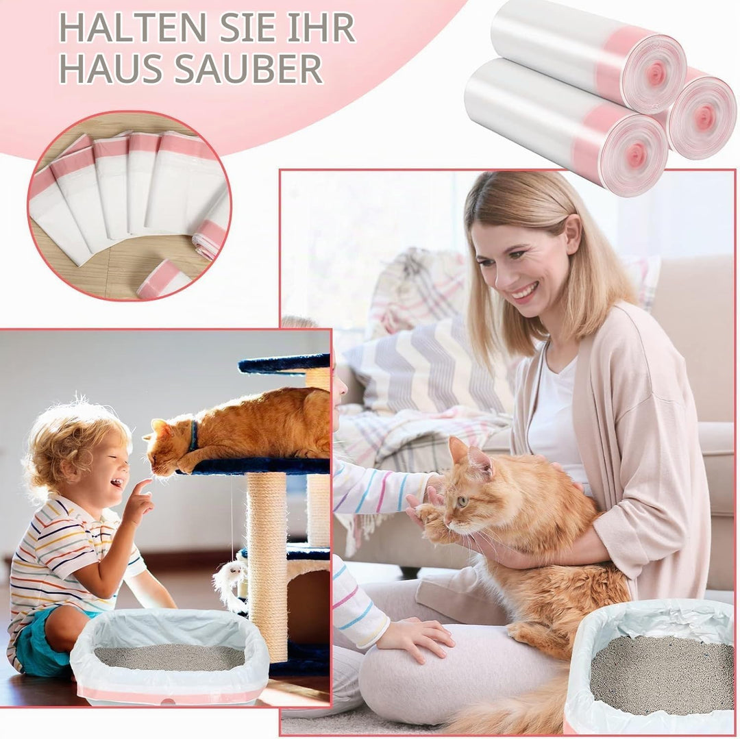 30Stück Katzentoilettenbeutel,Katzenstreutasche mit Zugbändern,Mülltüten,Selbstreinigende Katzentoil