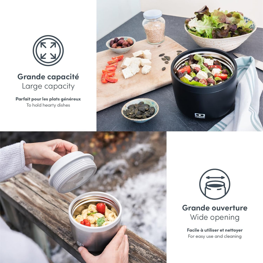 monbento - Thermobehälter für Essen MB Element Silver - Auslaufsicher und Lebensmittelbehälter Hält