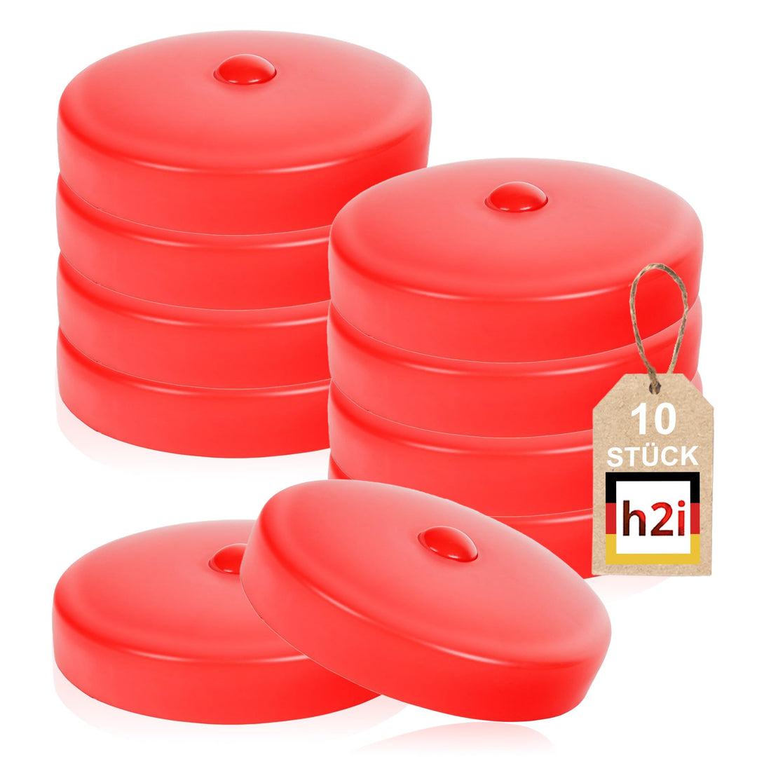 h2i Pfostenkappe | Kunststoff Rot | Ø 121 mm | 10 Stück | Runde Abdeckkappe für Garten Holzpfosten P