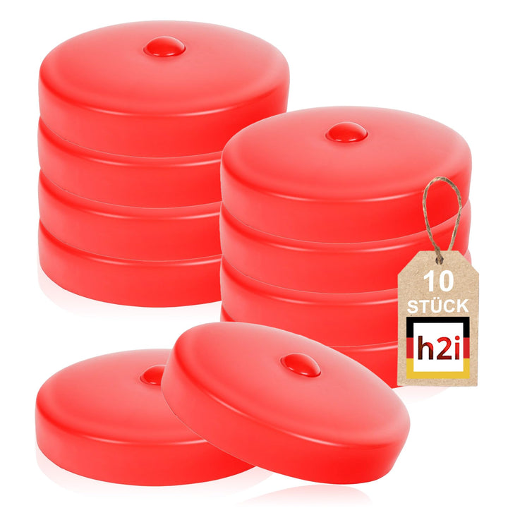 h2i Pfostenkappe | Kunststoff Rot | Ø 121 mm | 10 Stück | Runde Abdeckkappe für Garten Holzpfosten P