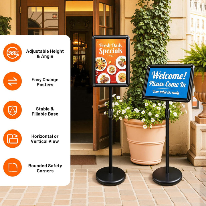 VAIIGO A4 Infoständer Höhenverstellbar Aluminium DIN A4 Plakatständer Informationsständer Präsentati