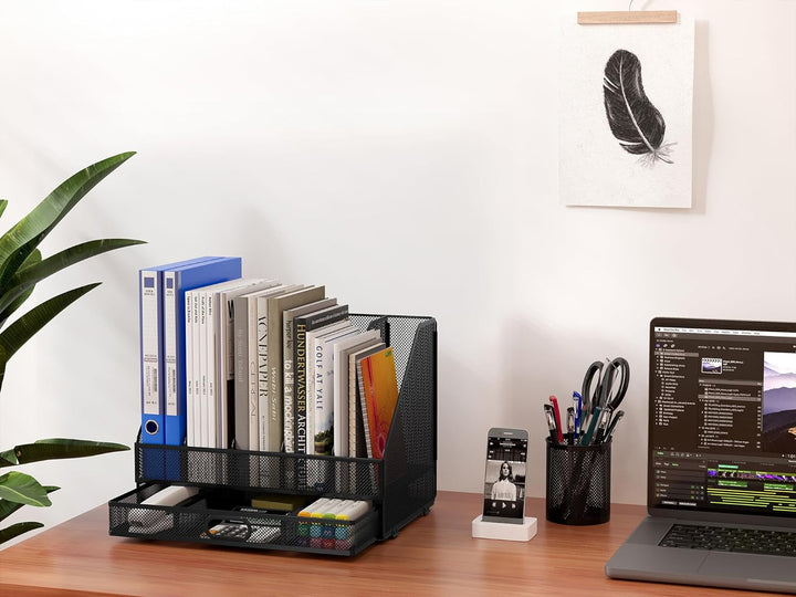 EasyPAG 5 Fächer A4 Metall Büro Schreibtisch Organizer Dokumentenhalter Aktenablage Zeitschriftenhal