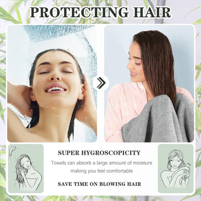 KinHwa 4 Pack Mikrofaser Handtuch Haare, Mikrofaser Handtuch, Bambus Kohle stark saugfähige Mikrofas