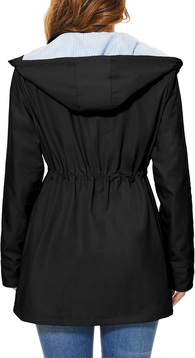 PONCEAU Damen Wasserdicht Regenjacke Regenmantel Mit Kapuze Windbreaker Jacke für Frauen Leicht Outd