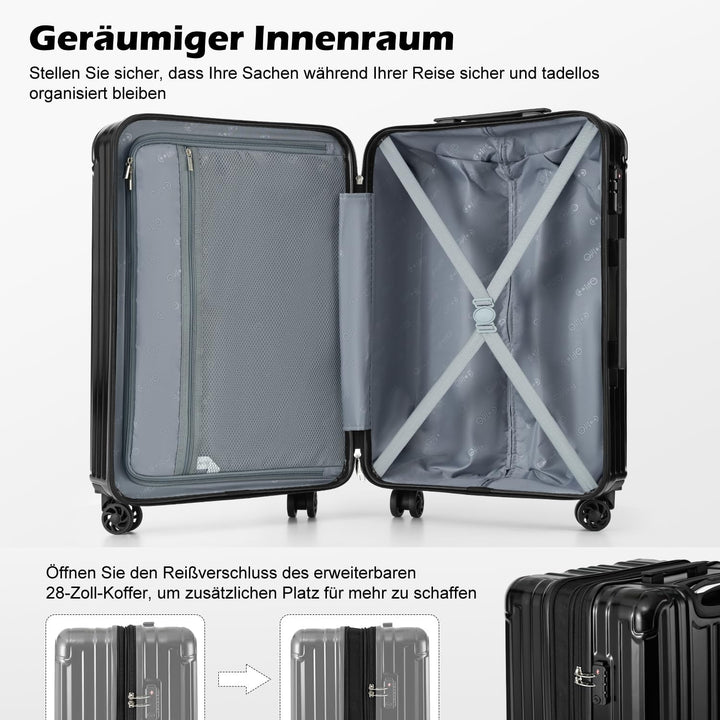 COOLIFE Hartschalenkoffer Rollkoffer Reisekoffer Handgepäck, PC+ABS-Material leicht, mit TSA-Schloss