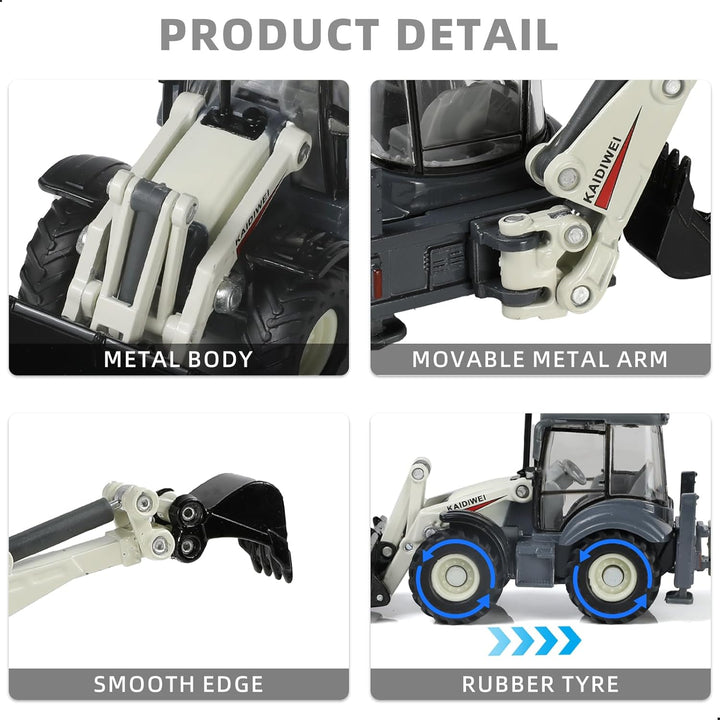 2-in-1 Bagger Spielzeug 1/50, 20cm Duplo Excavator und Frontlader Radlader Spielzeug, Minibagger Bau