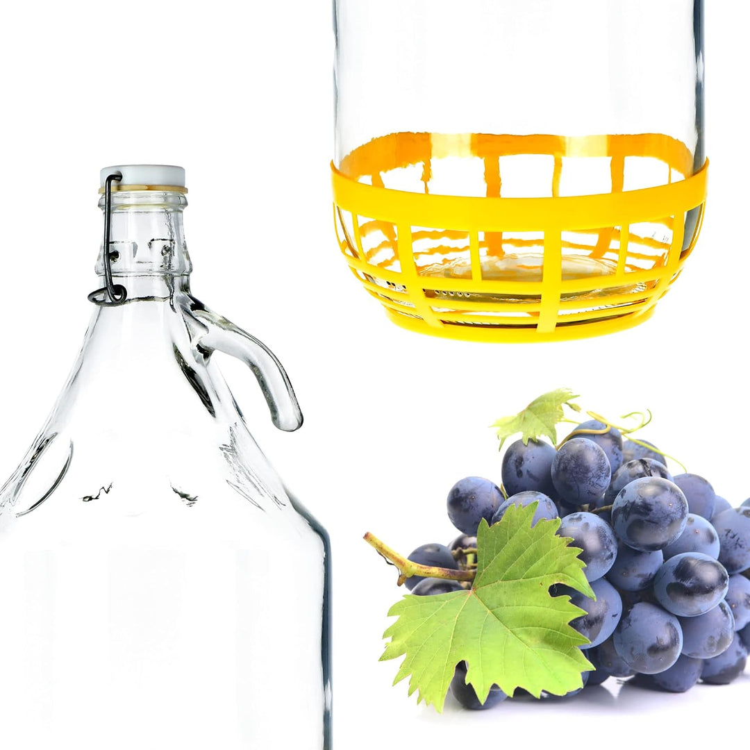 KADAX Weinballon 5L, Glasballon für Wein 6 stück, Weinfass aus glas, Gärballon, Fass für Wein aus Gl