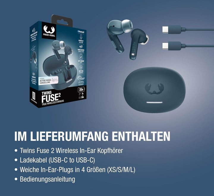 Fresh 'n Rebel Twins Fuse 2 Wireless In-Ear Kopfhörer Noise Cancelling - Klarer Sound - 36h Akku - B