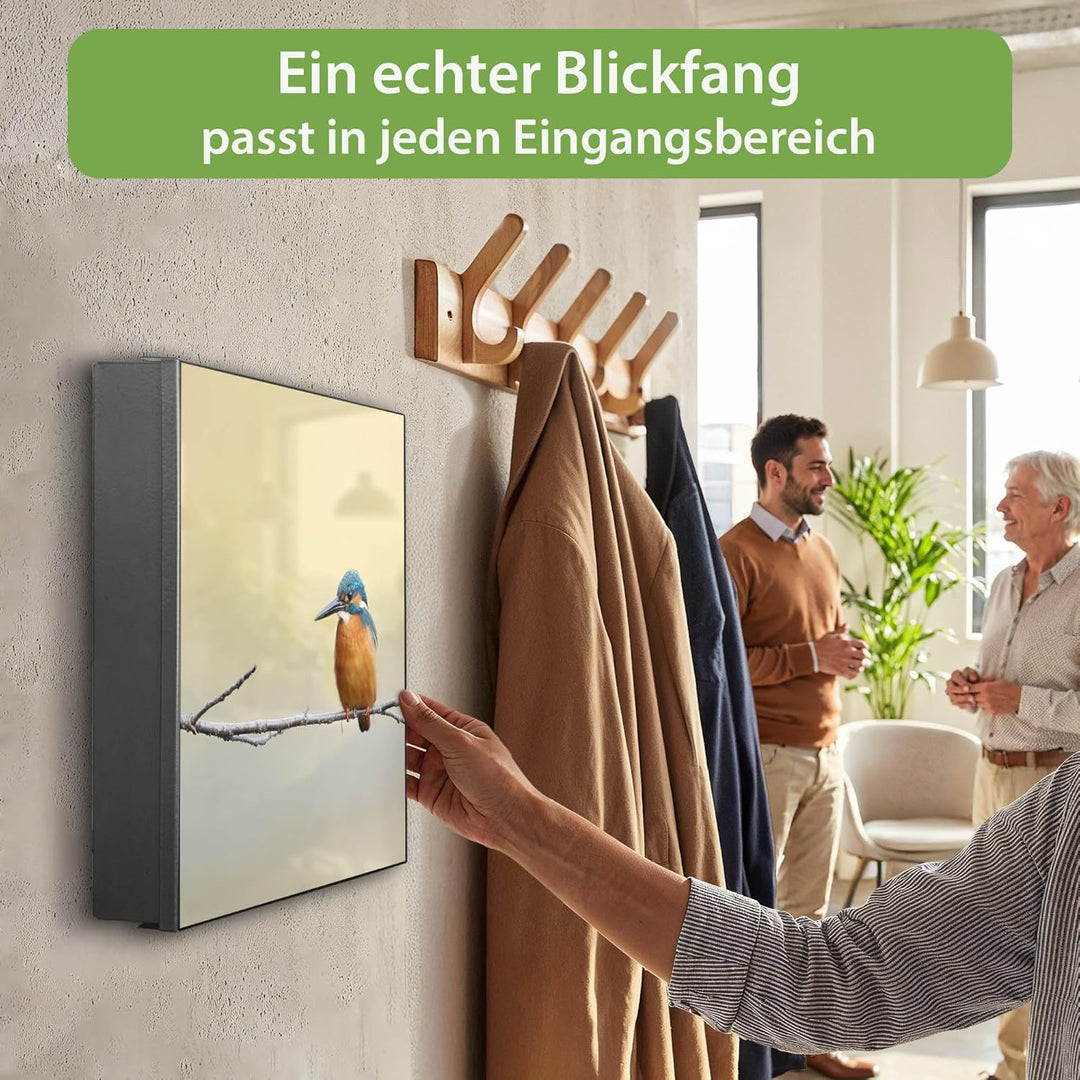 banjado® Grosser Schlüsselkasten Glas/Schlüsselbox 30cm x 30cm mit 50 Haken - Motiv Pause/Schlüsselk