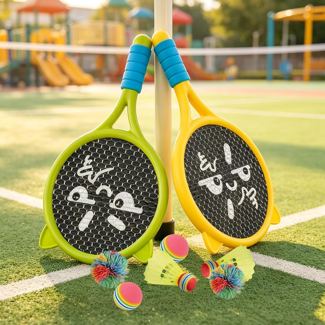 Kinder Schläger Set, Anfänger Outdoor Spiele für Kinder | Leichte Badminton &amp; Tennisschläger Set, Po