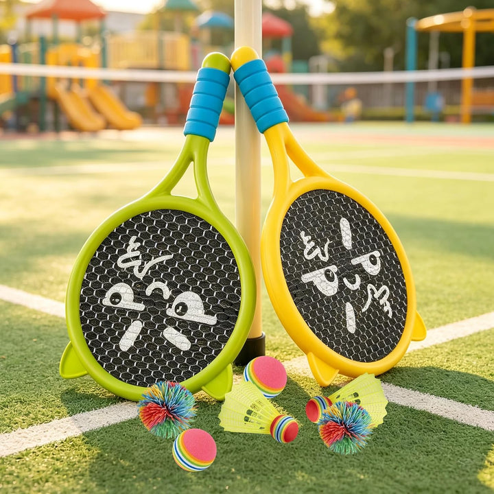 Kinder Schläger Set, Anfänger Outdoor Spiele für Kinder | Leichte Badminton &amp; Tennisschläger Set, Po