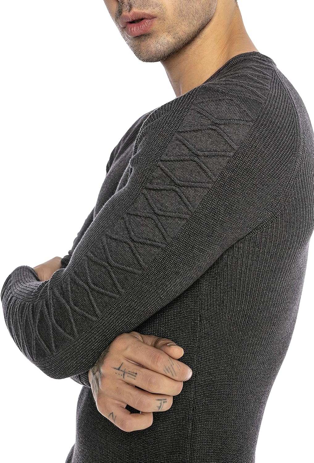 Red Bridge Herren Strickpullover Pullover Slim-Fit Cross Lines, Grau