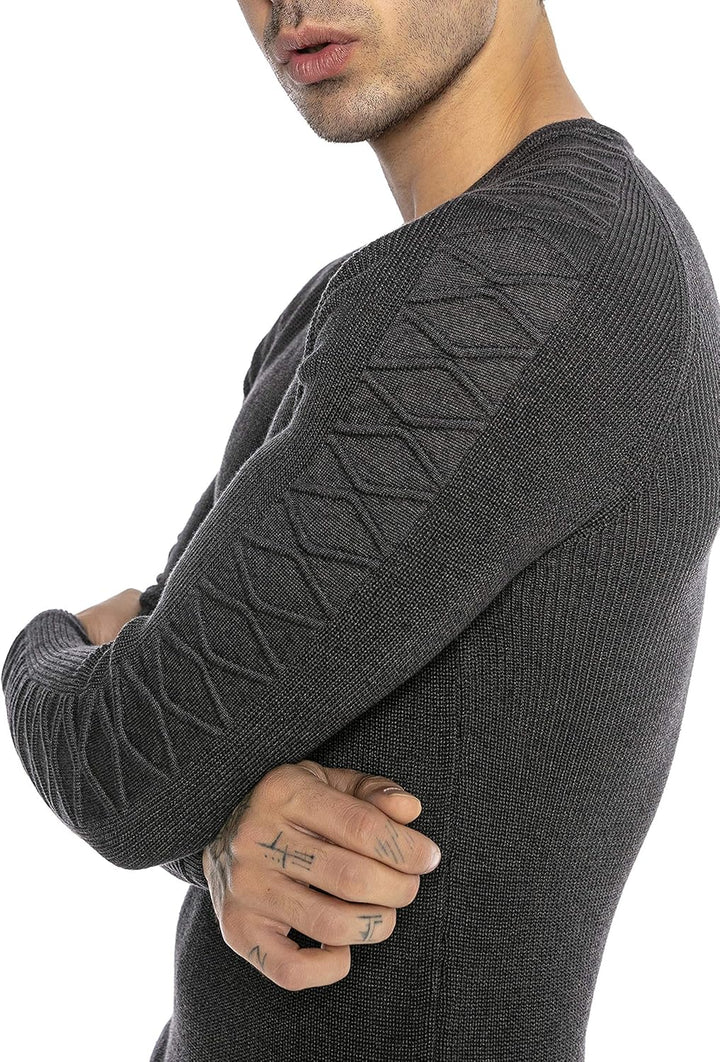 Red Bridge Herren Strickpullover Pullover Slim-Fit Cross Lines, Grau
