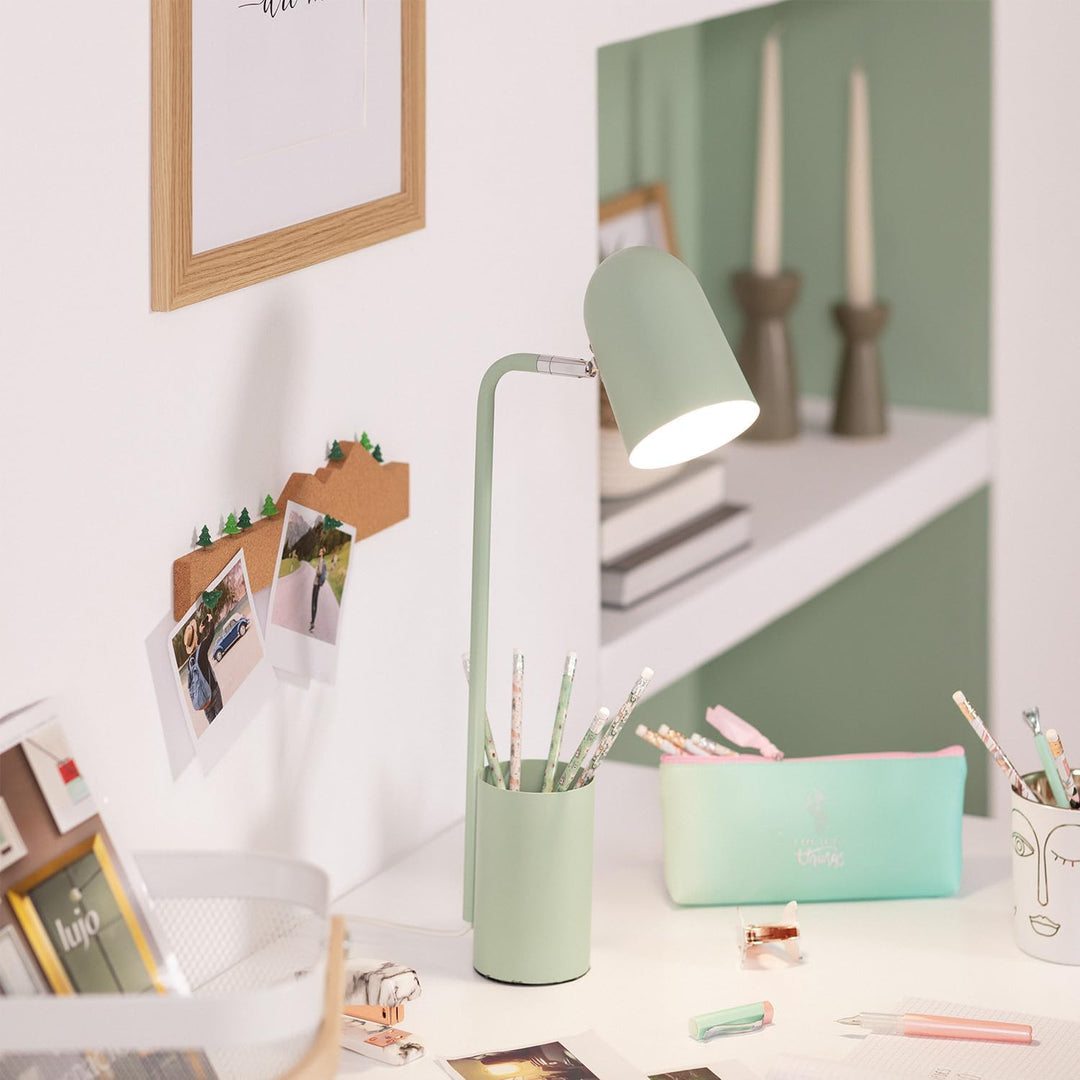 LEDKIA LIGHTING Schreibtischleuchte Flexo aus Metall mit Bleistifthalter Waal Seladonfarbe, Seladonf