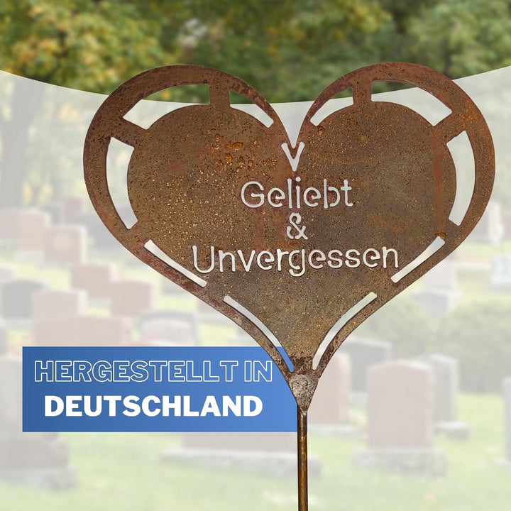 Radami Edelrost Grabherz Grabstecker Grabschmuck Gedenkstein Trauerherz Herz Spruch Stecker für Grab