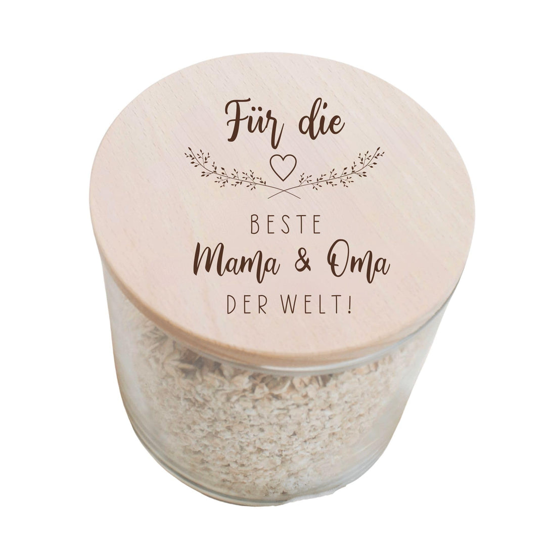 Vorratsglas 530ml Für die beste Mama & Oma der Welt - Aufbewahrungsglas Geschenkidee Keksdose Vorrat