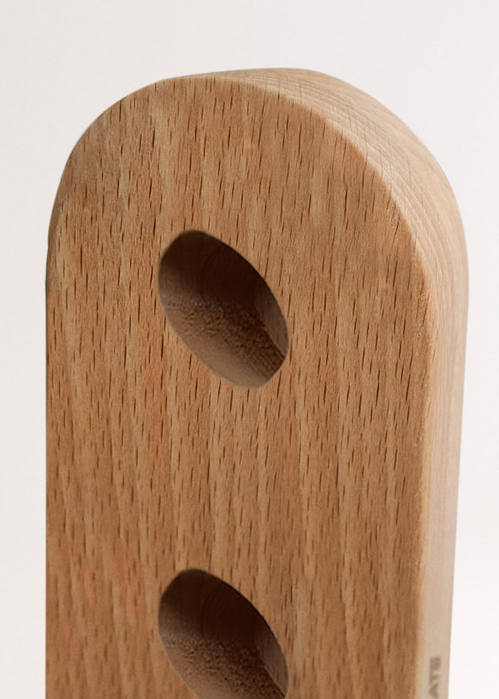 CREATE / 4er-Pack Küchenutensilien in Sand/Holzständer, Obst- und Gemüseschäler, Hand Saftpresse, Pi