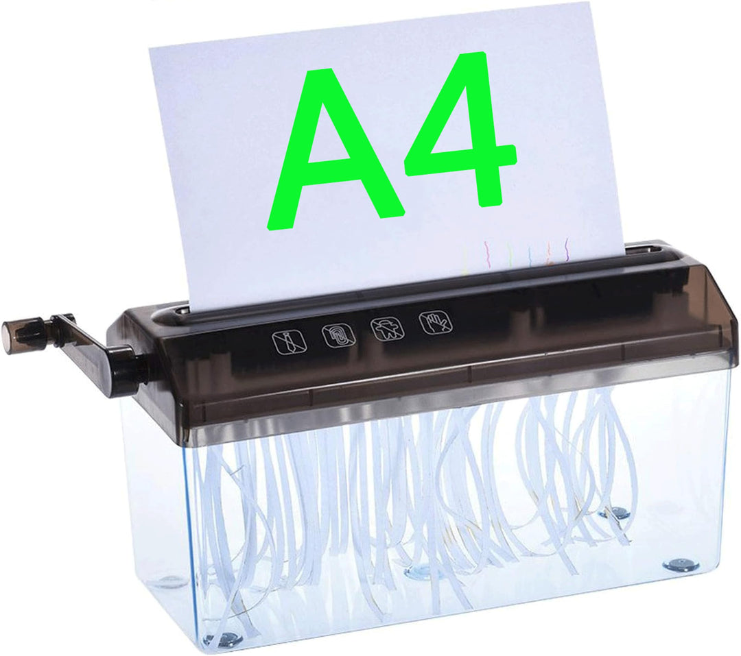 Manueller A4 Aktenvernichter, Mini Handbetriebener Schredder für Zuhause, Ideal für Finanzdokumente,