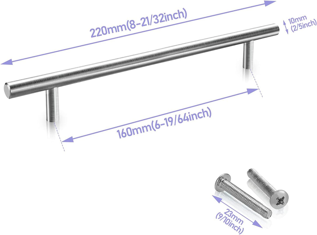 Duisrech Schrankgriffe Edelstahl 30 Stück 160mm möbelgriffe,griffe für küchenschränke Silber T-Zuggr