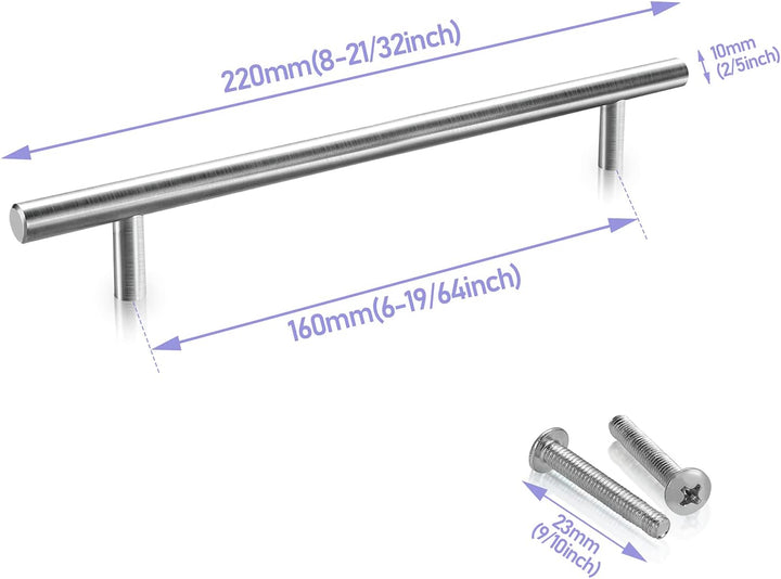 Duisrech Schrankgriffe Edelstahl 30 Stück 160mm möbelgriffe,griffe für küchenschränke Silber T-Zuggr