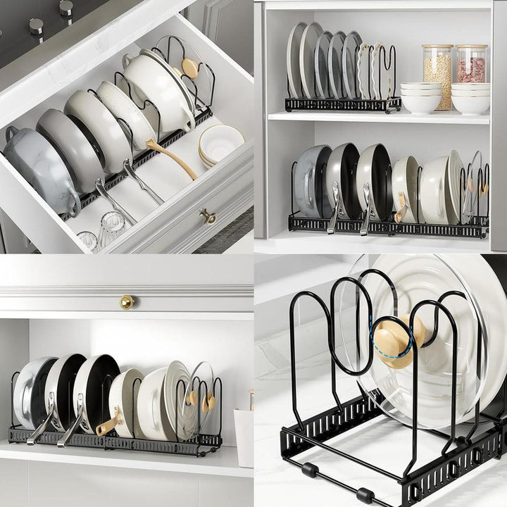 Topfdeckelhalter mit 10 verstellbaren Fächern, Pfannenhalter für Schublade, Deckelhalter Schublade,