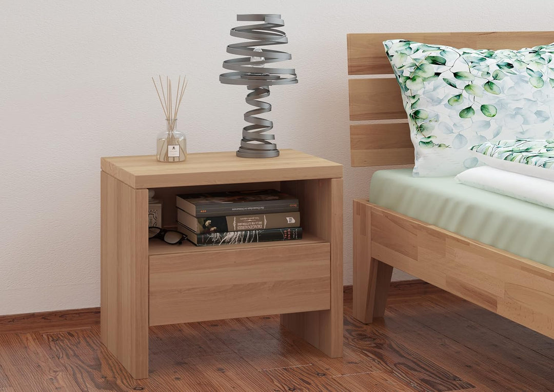 Erst-Holz Nachttisch Buche Nachtkästchen Bettkommode mit Schublade 90.20-K42