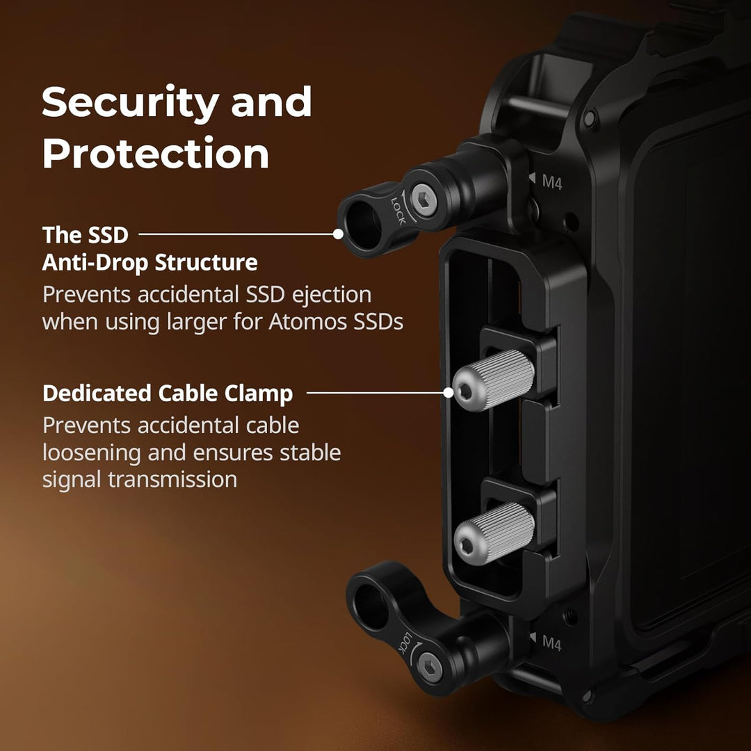 SMALLRIG Monitor Cage für Atomos Ninja V, Käfig mit Befestigungspunkten und SSD-Laufwerksperren - 22