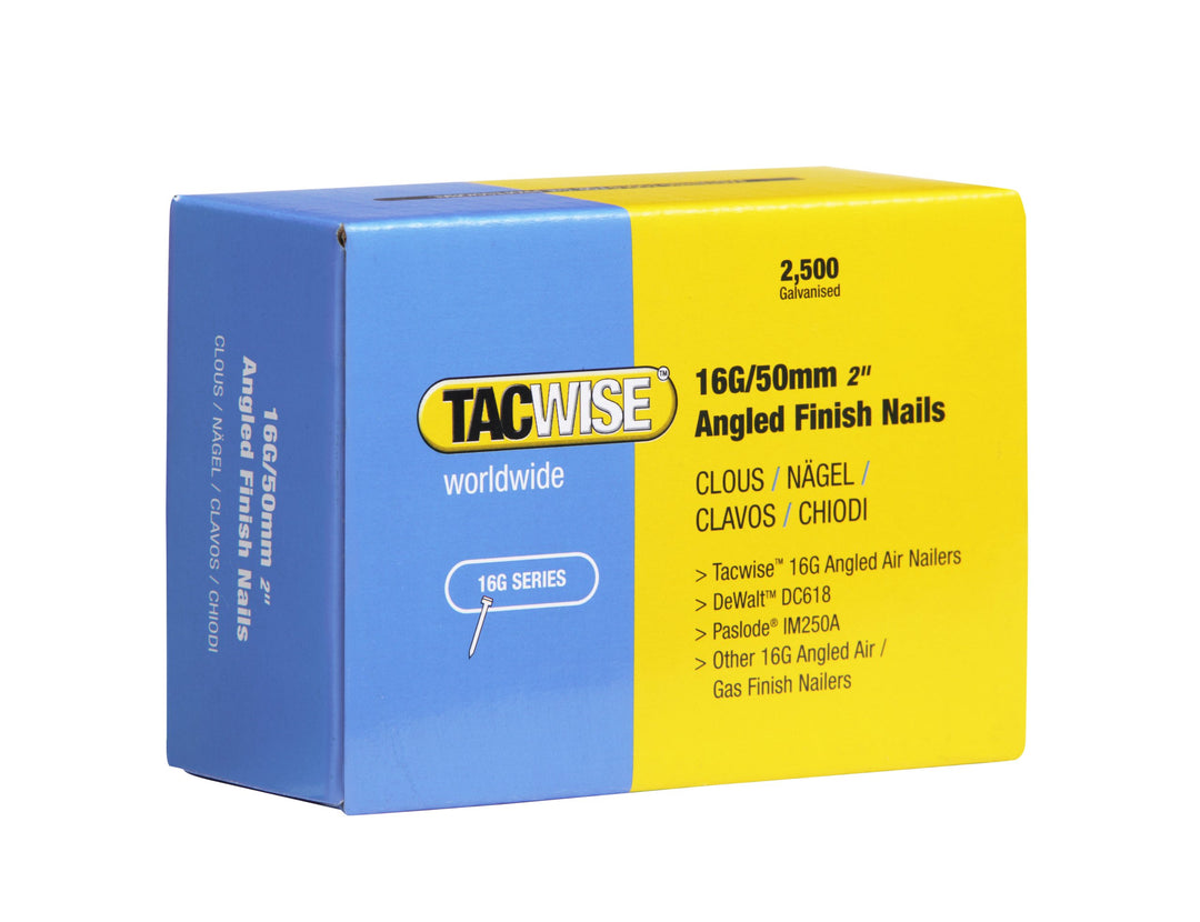 Tacwise 0772 Typ 16G / 50 mm Verzinkte Stauchkopfnägel, 20° Abgewinkelt, 2500 Stück, 50 mm