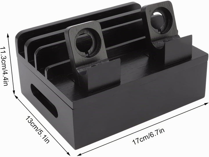 TOPINCN Ladestation 5-Port Ladegerät, Bambus Ladestation Multifunktions Ladestation für Telefone Tab