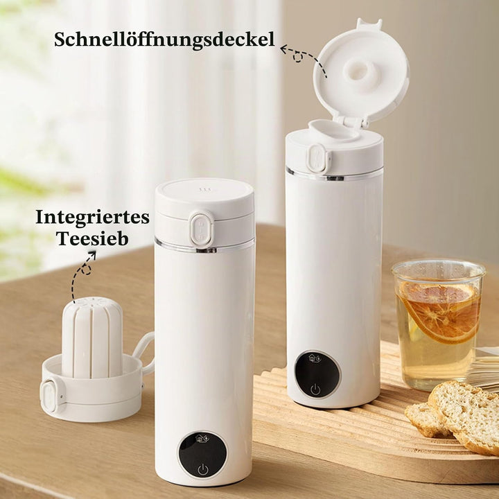 Tragbarer Reise-Wasserkocher 500 ml mit USB-C-Ladegerät, elektrischer Wasserkocher mit Tragegriff un