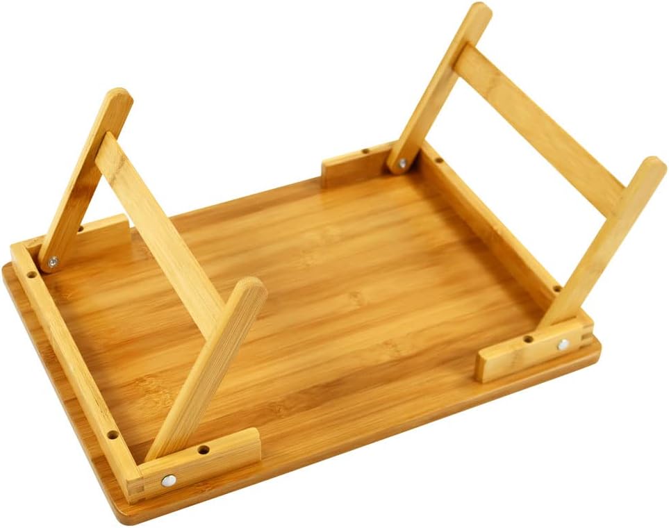 WKWKER 100% Bambus Laptop Bett Tisch Schoss Schreibtisch Für Bed Breakfast Betttablett Mit Klappbein