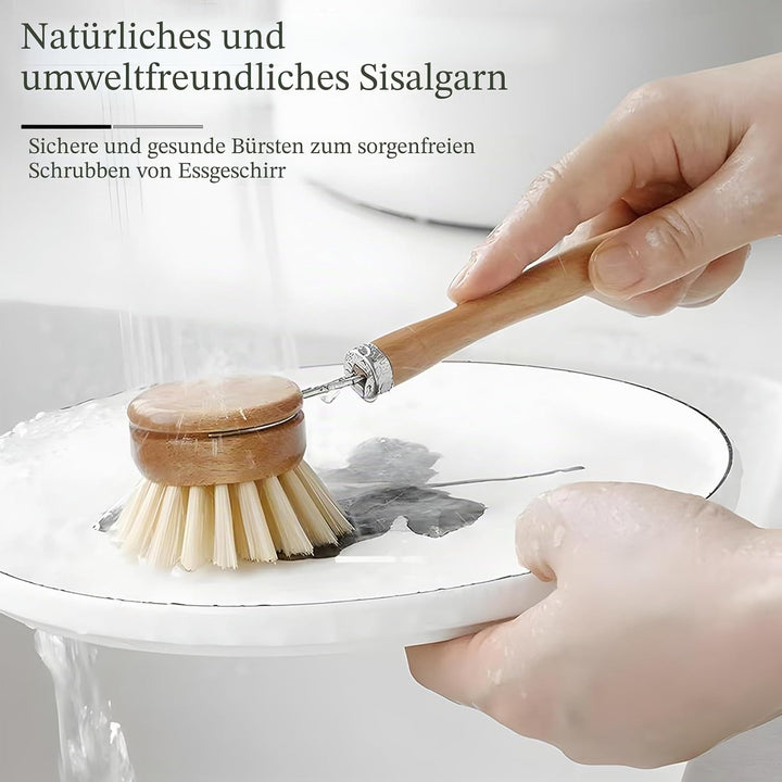 Spülbürste, 7er Set Spülbürste Holz, Gemüsebürste, Pilzbürste, Scheuerbürste, Küchenbürste, Spülbürs