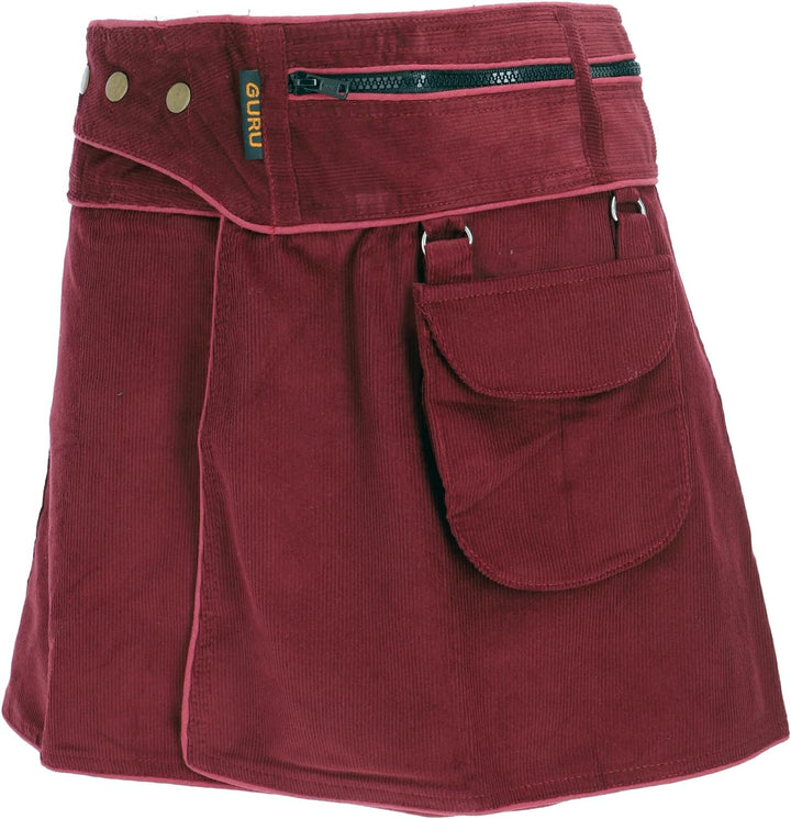 GURU SHOP Wickelrock, Cord Minirock, Damen, Baumwolle 38 Weinrot, 38 Weinrot