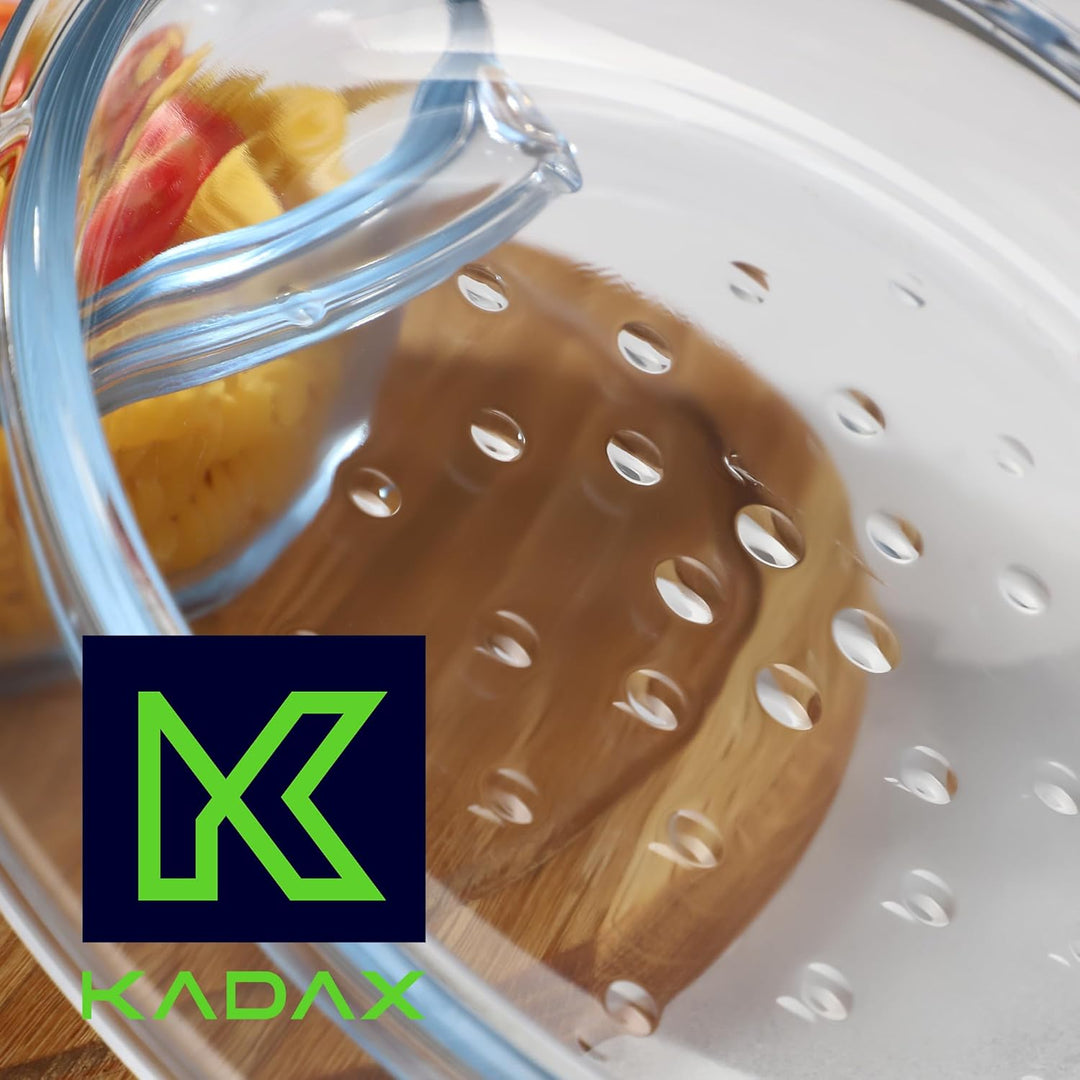 KADAX Auflaufform aus hitzebeständigem Glas, feuerfestes Gefäss, Glasbräter mit Deckel und Griffe, G