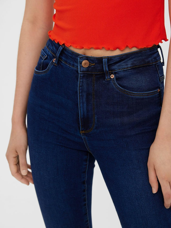 VERO MODA Female Skinny Jeans VMSOPHIA Hohe Taille Slim Fit Jeans XS / 34L Dark Blue Denim, XS / 34L