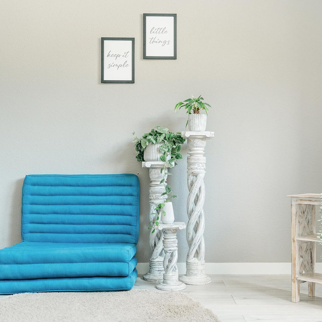 livasia gedrehte Deko Holzsäule 60cm – Antik-Look Podest, Blumensäule, Dekosäule aus Albiziaholz – B