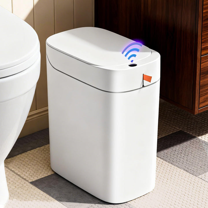 MOPUP Badezimmer-Mülleimer, automatischer Müllbeutel-Mülleimer, 3.5 Gallonen schlanker, smarter klei